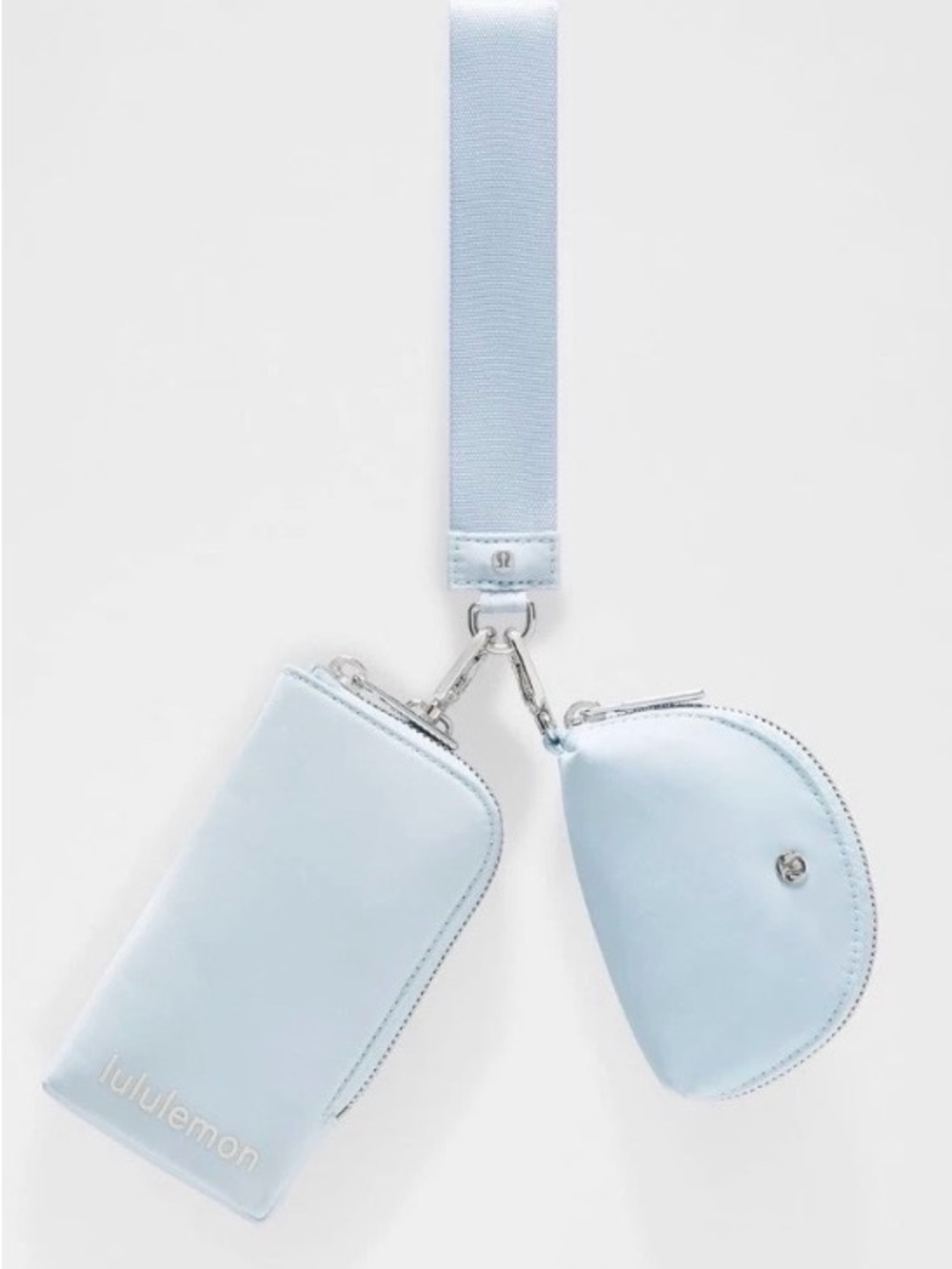 Lululemon Dual Pouch Wristlet Wallet Foam Cloud And Silver